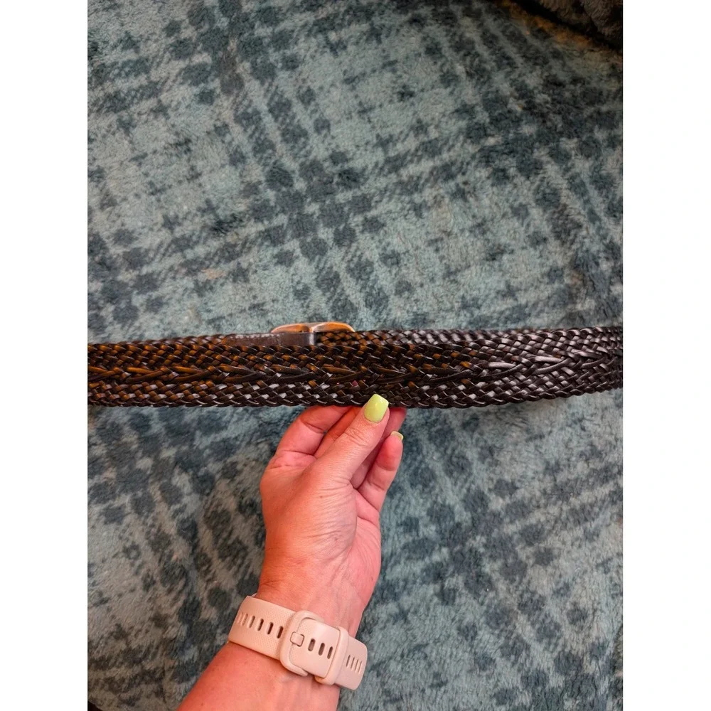 Dockers Mens Black Braided Belt Silver Buckle Faux Leather 1X 35040